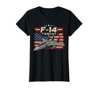 F-14 Retro Twin Tail Naval Fighter Jet American Aviation Value Graphic T-Shirt, Women, Black, L