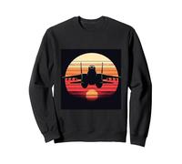 F-14 Tomcat Fighter Jet Silhouette Sunset Military Aviation Sweatshirt, Adult Unisex, Black, Medium