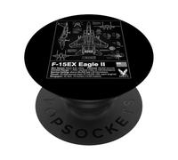 F-15 Eagle II Blueprint Technical Schematic - Aviation Art PopSockets Adhesive PopGrip