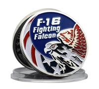 F-16 Fighting Falcon Challenge Coin - Air Force Eagle Design with American Flag - Military Gift & Memorabilia