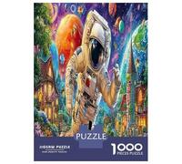 F-16 Jet Over Colorful Village 1000 Piece Astronaut Fantasy Land Jigsaw Puzzles for Puzzles 1000 Pieces Jigsaw for Adults Challenging Puzzles for Adults Gifts for Men, 70x50cm/1000pcs