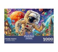 F-16 Jet Over Colorful Village 1000-Piece Jigsaws Puzzles for Adults Astronaut Space Challenging & Brainteasing Classic Educational Games 38x26cm/1000pcs