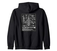 F-18 Blueprint Technical Schematic - Aviation Art Graphic Zip Hoodie