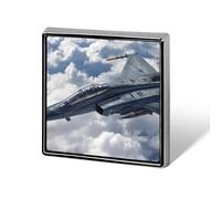 F-20 Fighter Jet Printed Square Brooches Colorful Fashion Pins Badge for Backpacks Shirts Scarf