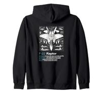 F-22 Blueprint Technical Schematic - Aviation Art Graphic Zip Hoodie