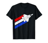F-22 Raptor Airplane USA Contrails Red White Blue F22 T-Shirt