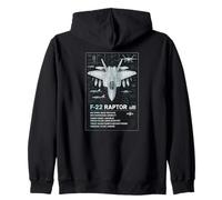 F-22 Raptor Blueprint Technical Schematic - Aviation Art Zip Hoodie
