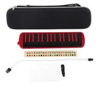 F - 32s 32 Key Melodica Wind Musical Instrument, Beginner - Friendly Portable Keyboard Harmonica with Carry Bag, Brass Reed & Resin Body for Music Practice and Education (Red)
