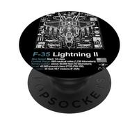 F-35 Blueprint Technical Schematic - Aviation Art Graphic PopSockets Adhesive PopGrip