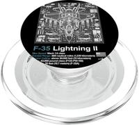F-35 Blueprint Technical Schematic - Aviation Art Graphic PopSockets PopGrip for MagSafe
