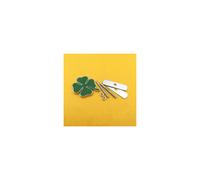 (F) 3D Metal Car Sticker Green Lucky Four Leaf Clover Fender Front Grille