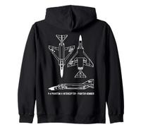 F-4 Phantom II Jet Plane Blueprints Diagrams Zip Hoodie
