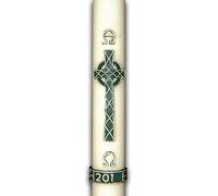 F.A.Dumont Paschal Candle with Green Celtic Cross (3" x 24")