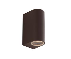 F.A.N. Europe One outdoor wall lamp, bronze-coloured, height 13 cm, IP54, 2-bulb.