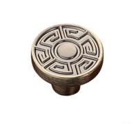F Alloy Furniture Handle for Cabinet Bronze Drawer Knob with Antique Chinese Texture Carving Design Smooth Style Deep Grooved Zinc (C29MM)
