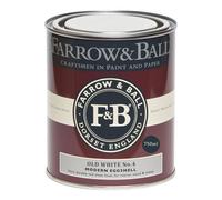 Farrow & Ball Modern Old White No.4 Eggshell Interior Metal, Plaster & Wood Paint, 750Ml