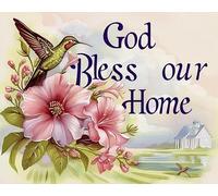 F-CANLAN 16X12 inches 5D DIY God Bless Our Home Diamond Art Painting by Numbers Adult Beginner Diamond Painting Kit