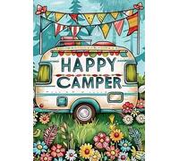 F-CANLAN Round Full Drill Diamond Painting Set, 5D DIY Happy Camper Paint with Diamonds Plant Cart Diamond Painting with Gem for Adult Children Camper Lovers Diamond Art Kits Room Decor (12X16 inches)