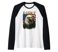 F Caw F Bald Eagle American Flag Freedom Funny 4th of July Raglan Baseball Tee
