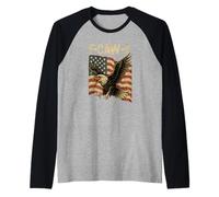 F Caw F Bald Eagle Bird American Flag Vintage 4th of July Raglan Baseball Tee
