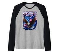 F Caw F Bald Eagle Quote Humor Meme USA Flag 4th of July Raglan Baseball Tee