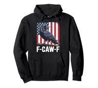 F Caw F Black Crow Black Bird Retro USA Flag Vintage Pullover Hoodie