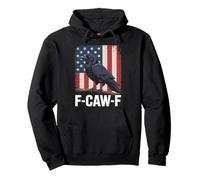 F Caw F Black Crow Black Bird Retro USA Flag Vintage Pullover Hoodie