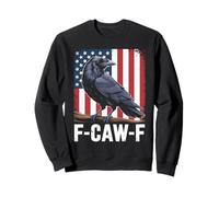F Caw F Black Crow Black Bird Retro USA Flag Vintage Sweatshirt