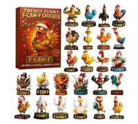 F-Caw-F Chicken Advent Calendar 2025, 24-Day Christmas Countdown Calendar with 24 2D Acrylic Chicken Figures in Various Shapes, FCawF Chick Croaking Christmas Tree Decoration