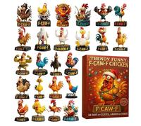 F-Caw-F Chicken Advent Calendar 2025 for Adults, 24 Day Christmas Countdown with 2D Acrylic Chicken Ornaments, Funny Sarcastic Gift for Friends, Naughty Holiday Decor, Unique Gag Gift (01#)