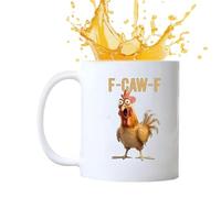 F-Caw-F Coffee Mug - 11/15 Oz Chicken Print Coffee Mug Novelty Ceramic F-Caw-F Rooster COF-fee Cups, Funny Sarcastic Coff-ee Mu-g for Men,Women, Friends, Coworkers