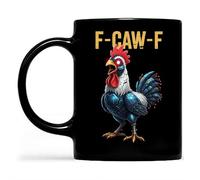F-Caw-F Coffee Mug Funny Chicken Mug, 11oz Novelty Ceramic F-Caw-F Rooster Coffee Cups,Novelty Present for Office Home Milk Cold Drinks Coworkers Women Men Chicken Lovers (Blue)