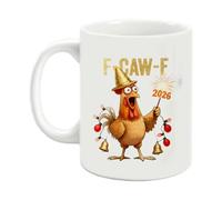 F-Caw-F Coffee Mug Funny Chicken Mug, 2026 Limited Edition Ceramic F-Caw-F Rooster Coffee Cups, 2026 Crazy Chicken Christmas Cups for Men Women, Farmhouse Home Decor, 11oz