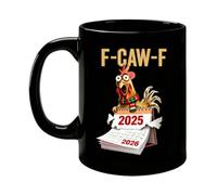 F-Caw-F Coffee Mug Funny Chicken Mug, 2026 Limited Edition Ceramic F-Caw-F Rooster Coffee Cups, 2026 Crazy Chicken Christmas Cups for Men Women, Farmhouse Home Decor, 11oz