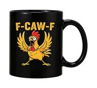 F-Caw-F Coffee Mug Funny Chicken Mug, Ceramic F Caw F Coffee Mugs, Meme Rooster Cups for Halloween Wine Juice Beer Living Room Home Decor, 11oz