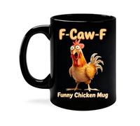 F-Caw-F Coffee Mug Funny Chicken Mug, F Caw F Ceramic Coffee Cup with Handle, Novelty Meme Rooster Crowing Tea Cups for Men Women, Farmhouse Home Decor