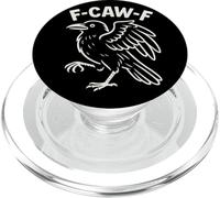 F-CAW-F Crow Pun Monochrome Line Art for Dark Humor Fans PopSockets PopGrip for MagSafe