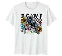 F-Caw-F Crow Sunflowers Birds Animals Mens T-Shirt Womens Graphic Tee Nature Unisex Apparel Vibrant Design Wildlife Lover Top 2XL
