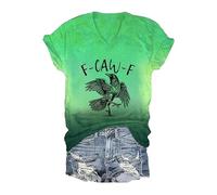 F Caw F Crow T-Shirt V-Neck T-Shirt Crow Shirt for Women Men Tees (Green M)