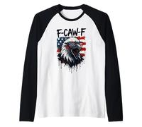 F-Caw-F Eagle Bird USA Flag Patriotic Funny Fourth of July Raglan Baseball Tee