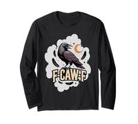F-CAW-F Fierce Raven Graphic Spooky Bird Illustration Art Long Sleeve T-Shirt