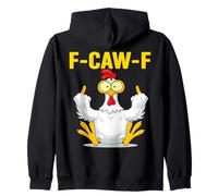 F-CAW-F Funny Angry Chicken Flipping Off Tee Zip Hoodie
