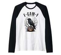 F-Caw-F Funny Black Bird Crow Pumpkin Gothic Adult Humor Raglan Baseball Tee