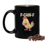 F-CAW-F Funny Chicken Humor Ceramic Mug, F-Caw-F Raven Coffee Mug, Funny Gothic Black Crow Drinking Cup with Attitude, Sarcastic Gift for Bird Lovers, Witches and Dark Humor Fans (Style B, 15oz)