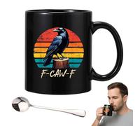 F-Caw-F Funny Chicken Mug 11oz Rooster Coffee Cup for Men Women,Ceramic Caw-F Crazy & Angry Chicken Rooster Black Cup,Novelty Mugs Gifts Office Home, Ideal Present Birthday