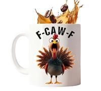 F-Caw-F Funny Chicken Mug 9.5 * 8 Cm | Chicken Mugs | Ceramic Mug with Ergonomic Handle | Animal Tea Cup | for Women Mother Lady Farm Kitchen Breakfast Morning Animal Lover's