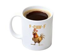 F-Caw-F Funny Chicken Mug, Novelty Rooster Pattern Ceramic Coffee Cup, Creative Animal Mug Cup for Tea Coffee Beverage