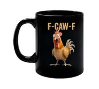 F-Caw-F Funny Chicken Mug Rooster Coffee Mug, Screaming Rooster Meme Cup, Ceramic Farmhouse Themed Cup for Lady Women Mother Farm Kitchen Breakfast Animal Lover's, 11oz