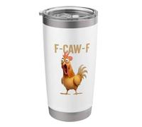 F-Caw-F Funny Chicken Stainless Steel Insulated Tumbler, with Double-Wall Insulation, 20 Ounces, 20oz Insulated Bottle, Thermal Beverage Bottle, Leakproof Secure Lid, for Hot and Cold Drinks