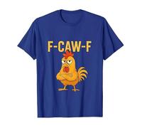 F-Caw-F Funny Chicken Tshirt Women Crazy Screaming Rooster Halloween Tops Short Sleeve Round Neck Tee Shirts Vintage Club F-CAW-F Humor T-Shirt(Blue, XXL)